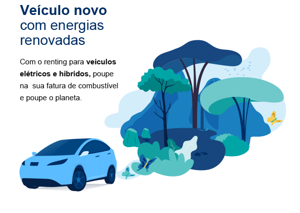 Veículo novo com energias renovadas - Com o renting para veículos elétricos e híbridos, poupe na  sua fatura de combustível e poupe o planeta.