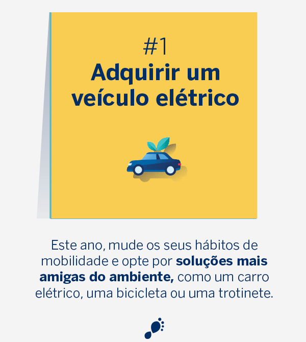 #1 - Adquirir um veículo elétrico // #2 - Estabelecer um plano de poupança por objetivos // #3 - Poupar na fatura da energia com uma casa mais eficiente