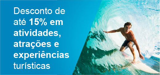 Desconto de até 15% em atividades, atrações e experiências turísticas